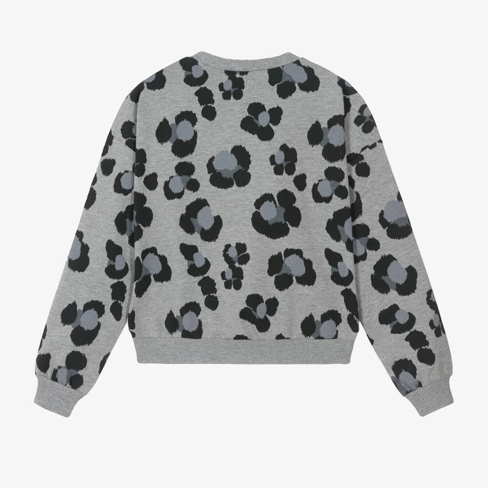 Mayoral-سويتشيرت بطبعة فهد قطن لون رمادي للبنات | Childrensalon Outlet