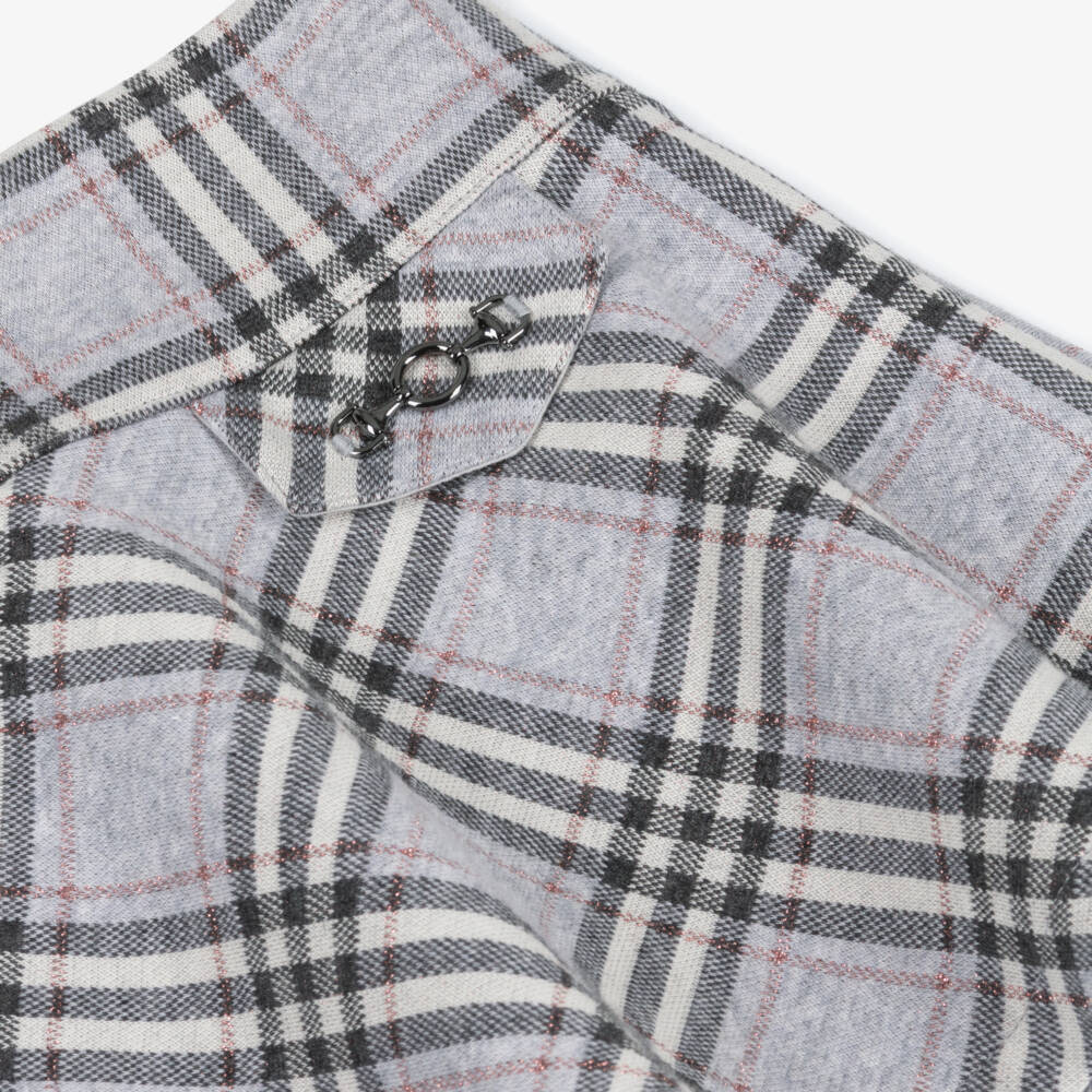 Mayoral-Girls Grey & Pink Glitter Check Skater Skirt | Childrensalon Outlet