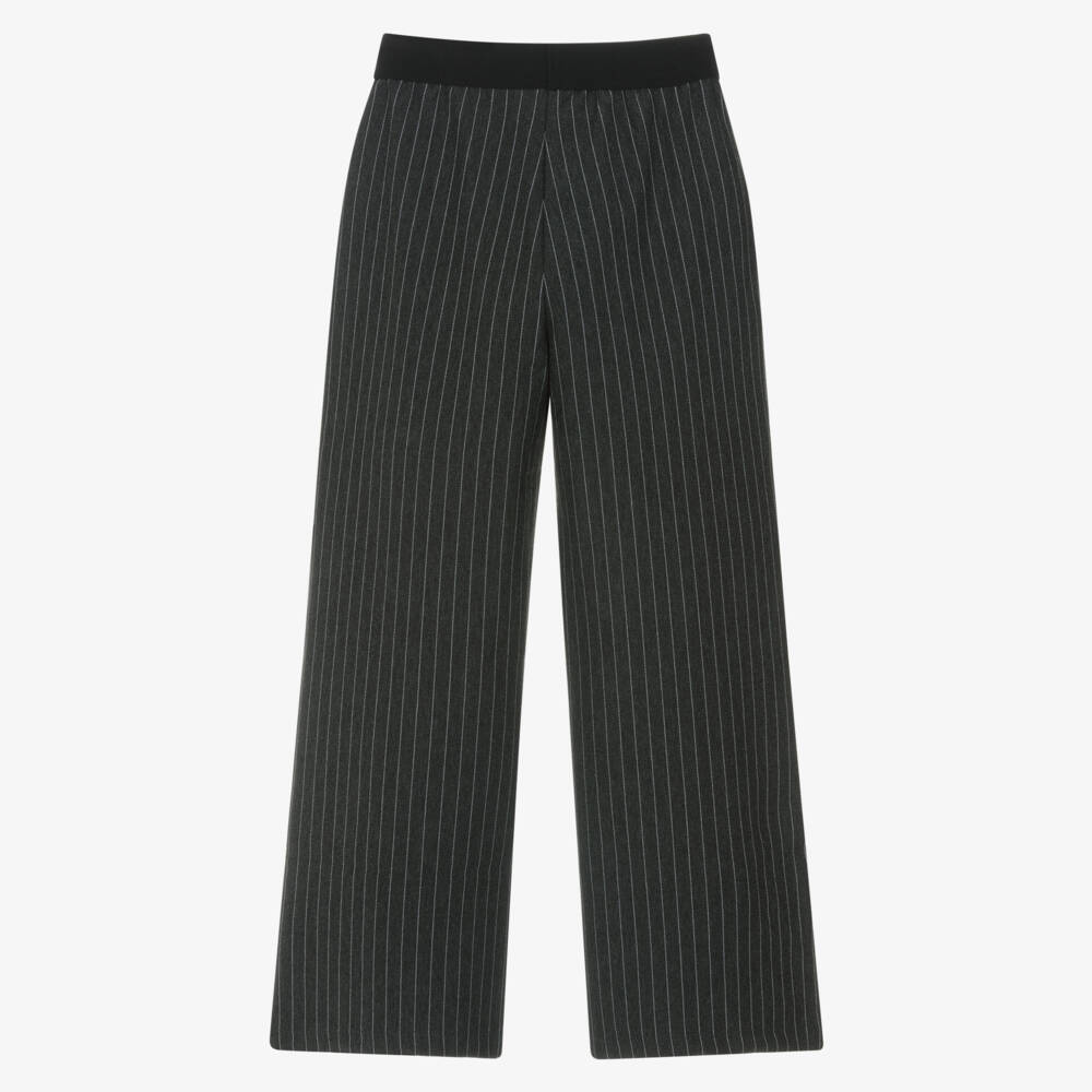 Mayoral-Girls Grey Pinstripe Wide Leg Trousers | Childrensalon Outlet