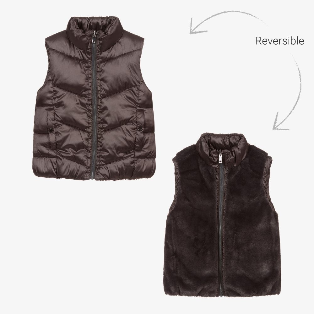 Mayoral-Girls Grey Reversible Gilet | Childrensalon Outlet
