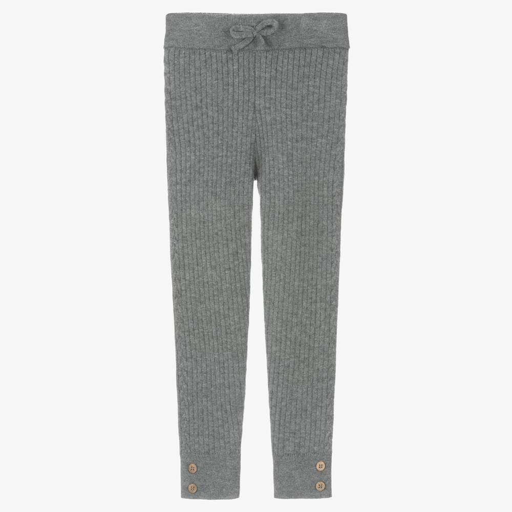 Mayoral - Girls Grey Ribbed Knit Leggings | Childrensalon