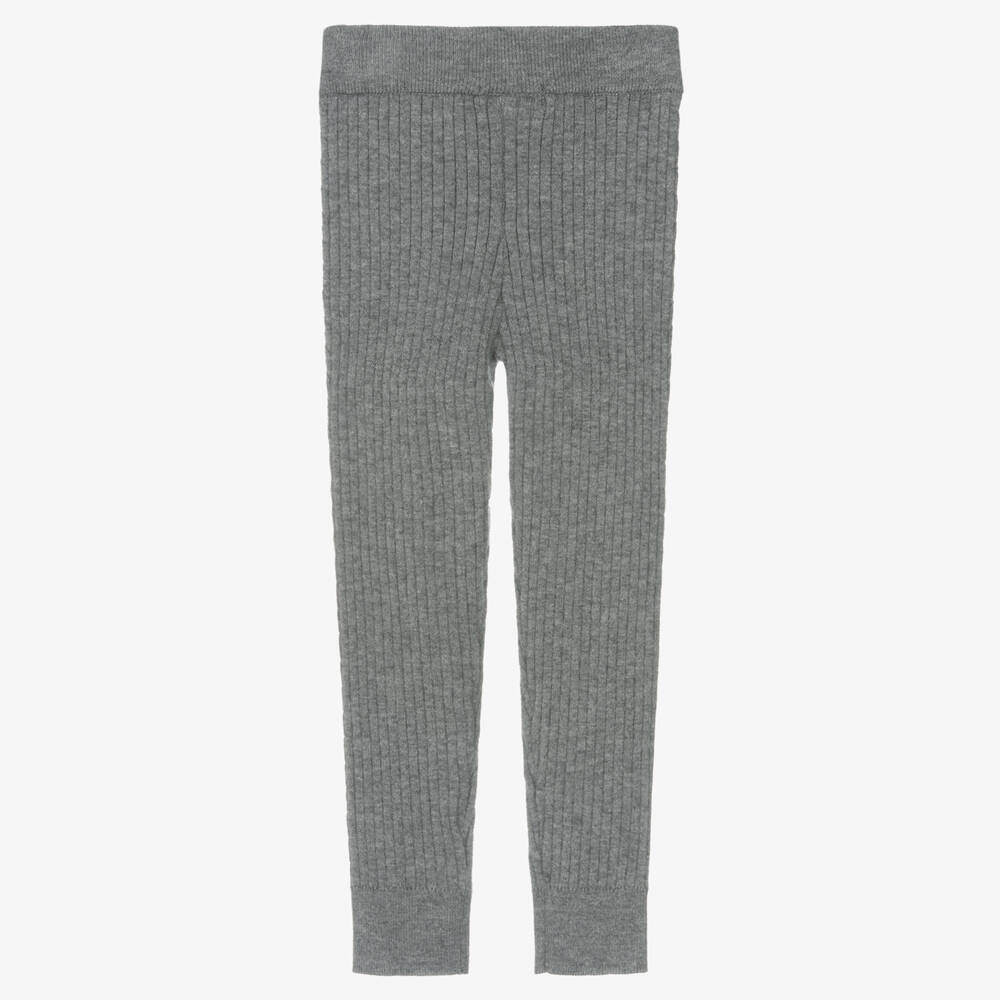 Mayoral Girls Grey Ribbed Knit Leggings