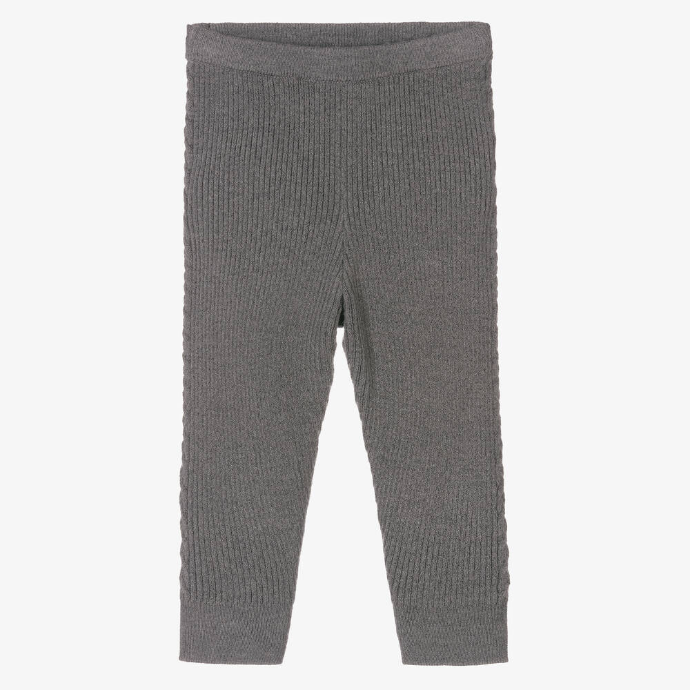 Mayoral - Girls Grey Ribbed Knit Leggings | Childrensalon