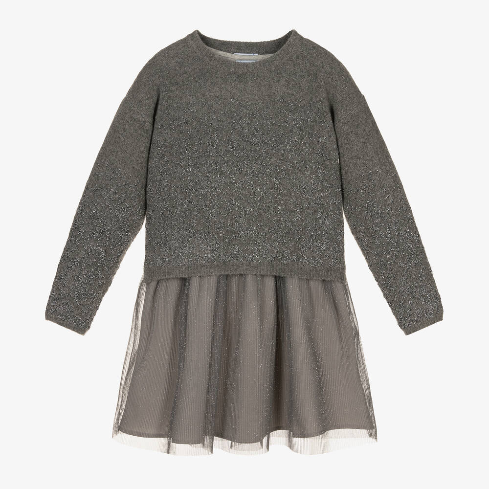 Mayoral - Girls Grey Sweater & Dress Set | Childrensalon