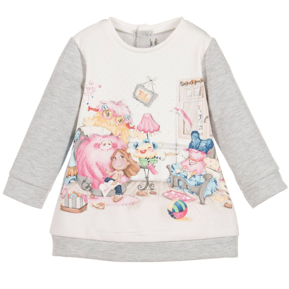 Mayoral - Girls Grey Sweatshirt Dress  | Childrensalon