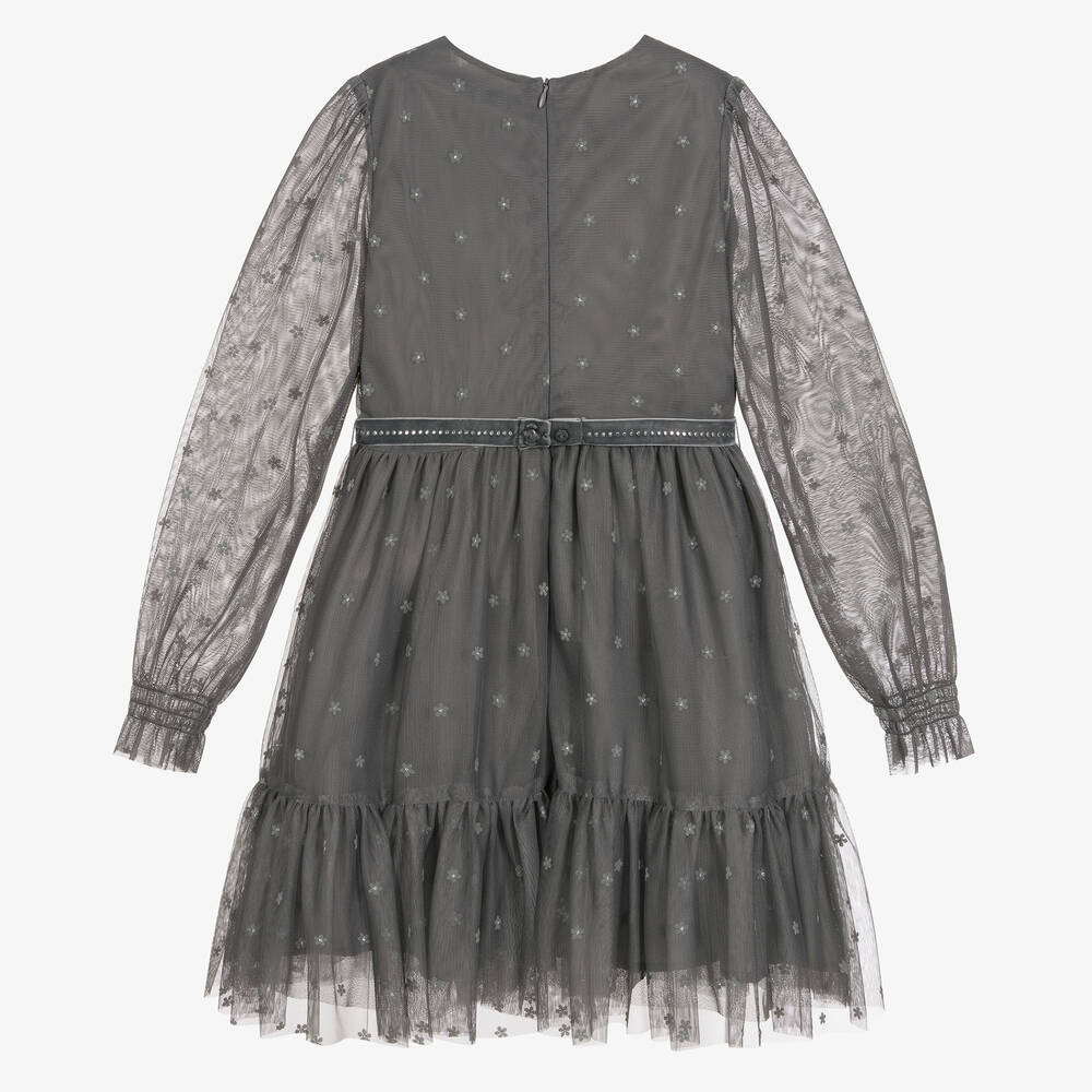 Mayoral-Girls Grey Tulle Dress | Childrensalon Outlet