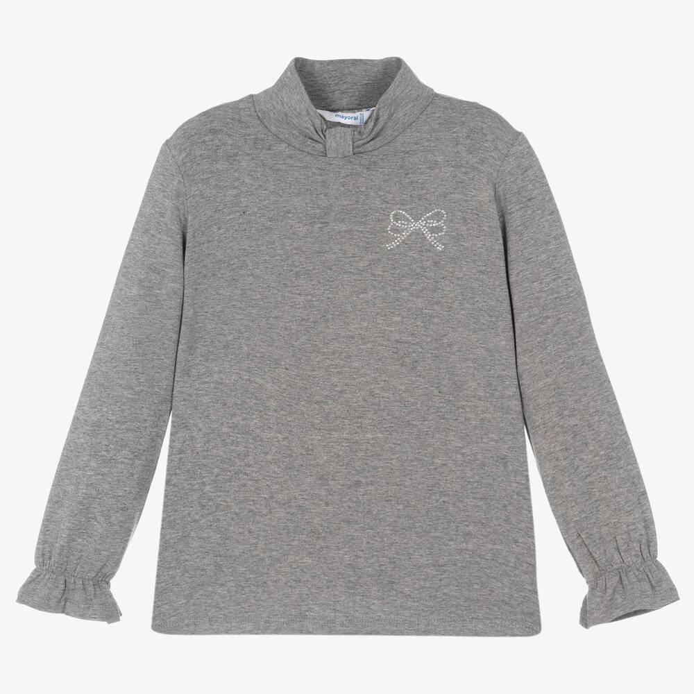 Mayoral-Girls Grey Turtle Neck Top | Childrensalon Outlet
