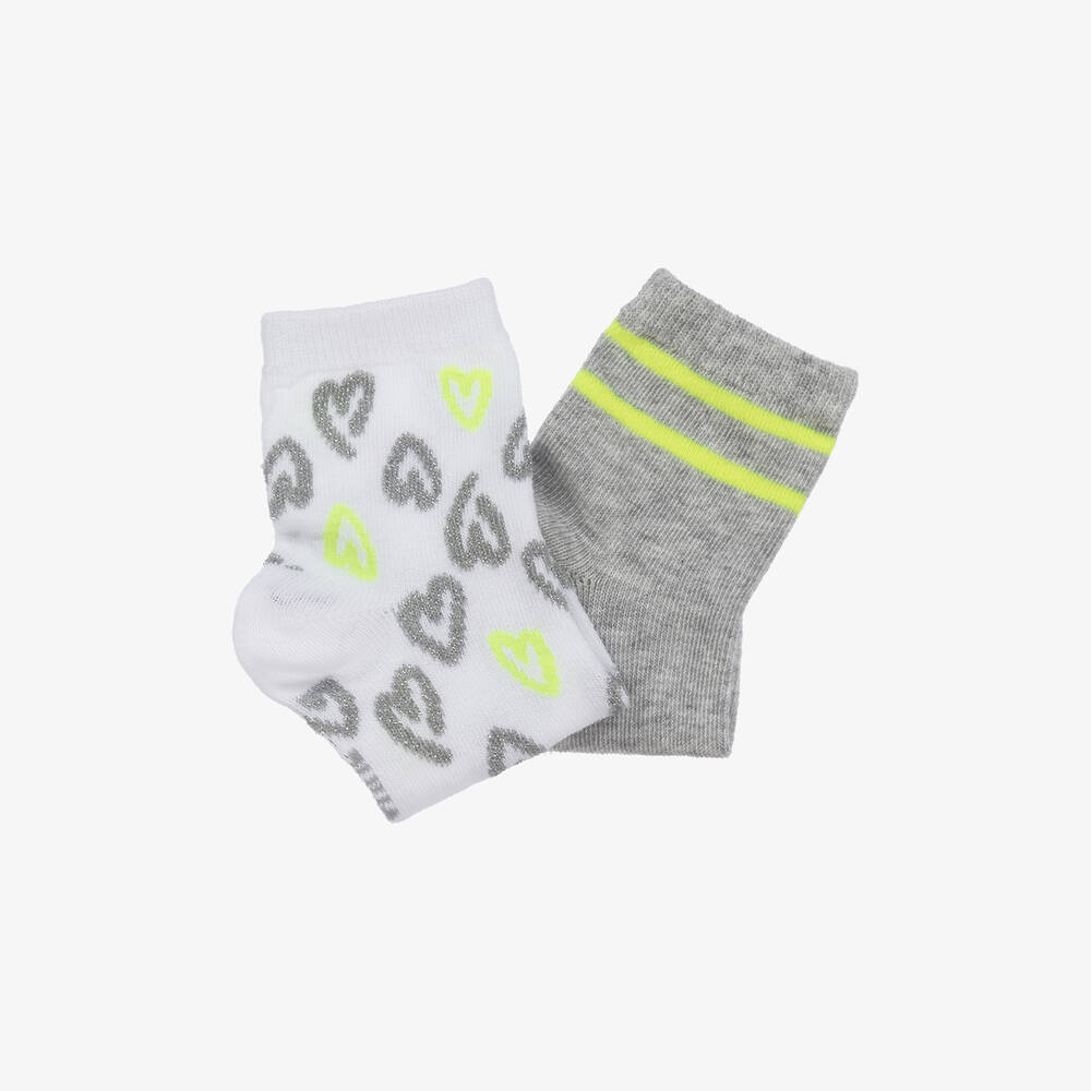 Mayoral-Girls Grey & White Cotton Socks (2 Pack) | Childrensalon Outlet