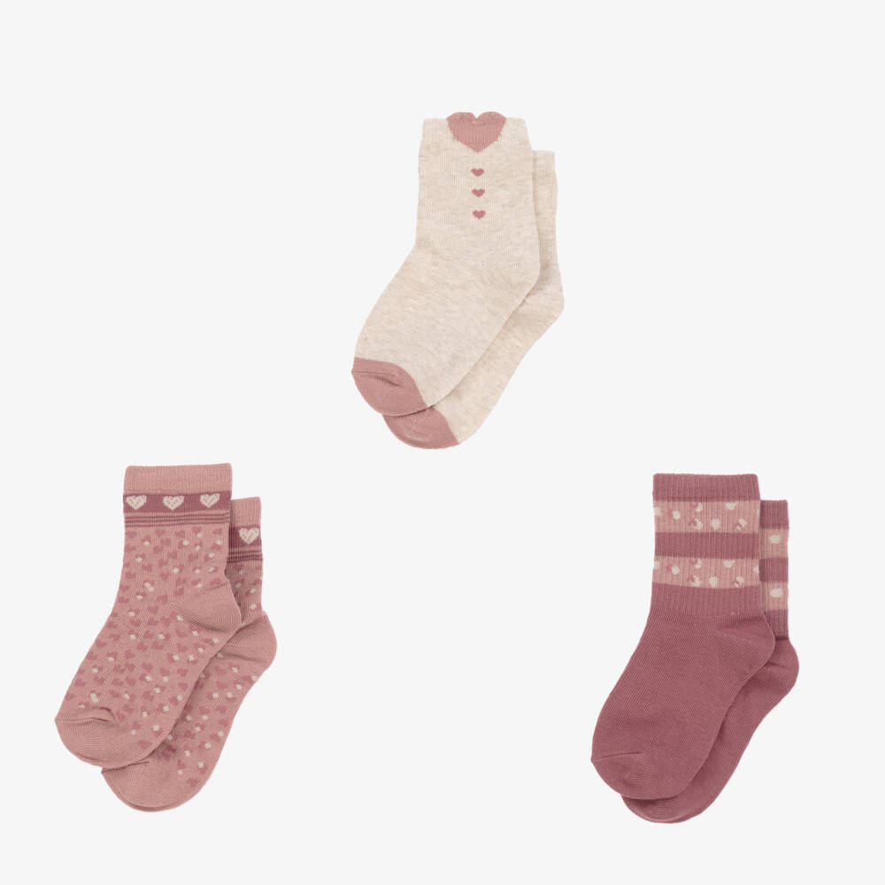 مايورال-جوارب قطن لون بيج وزهري (عدد 3) | Childrensalon Outlet