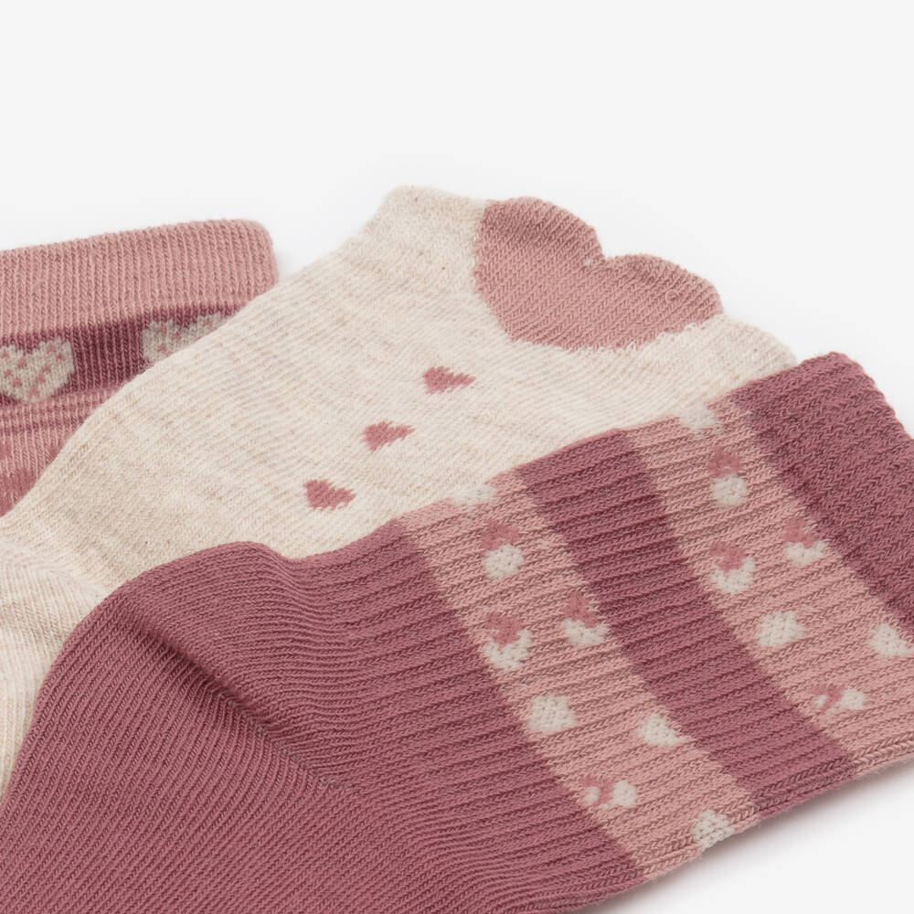 مايورال-جوارب قطن لون بيج وزهري (عدد 3) | Childrensalon Outlet