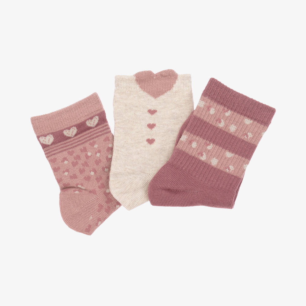 مايورال-جوارب قطن لون بيج وزهري (عدد 3) | Childrensalon Outlet