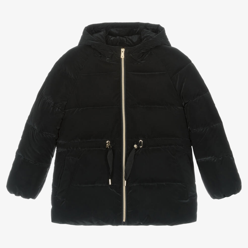 Mayoral-Girls Hooded Black Puffer Jacket | Childrensalon Outlet