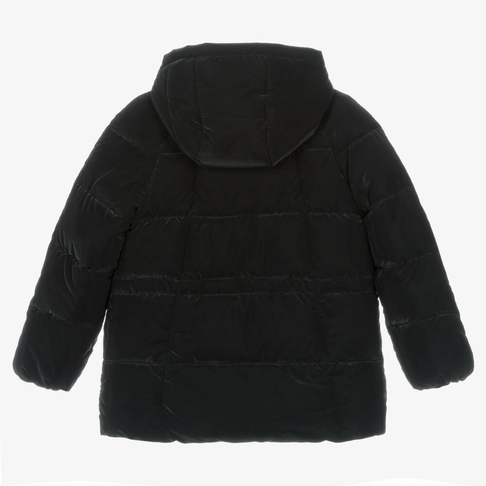 Mayoral-معطف بافر هودي لون أسود للبنات | Childrensalon Outlet