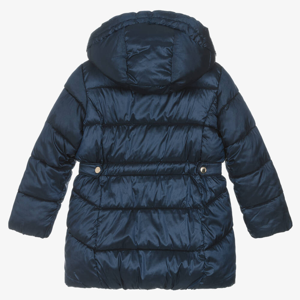 Mayoral-Girls Hooded Navy Puffer Jacket | Childrensalon Outlet