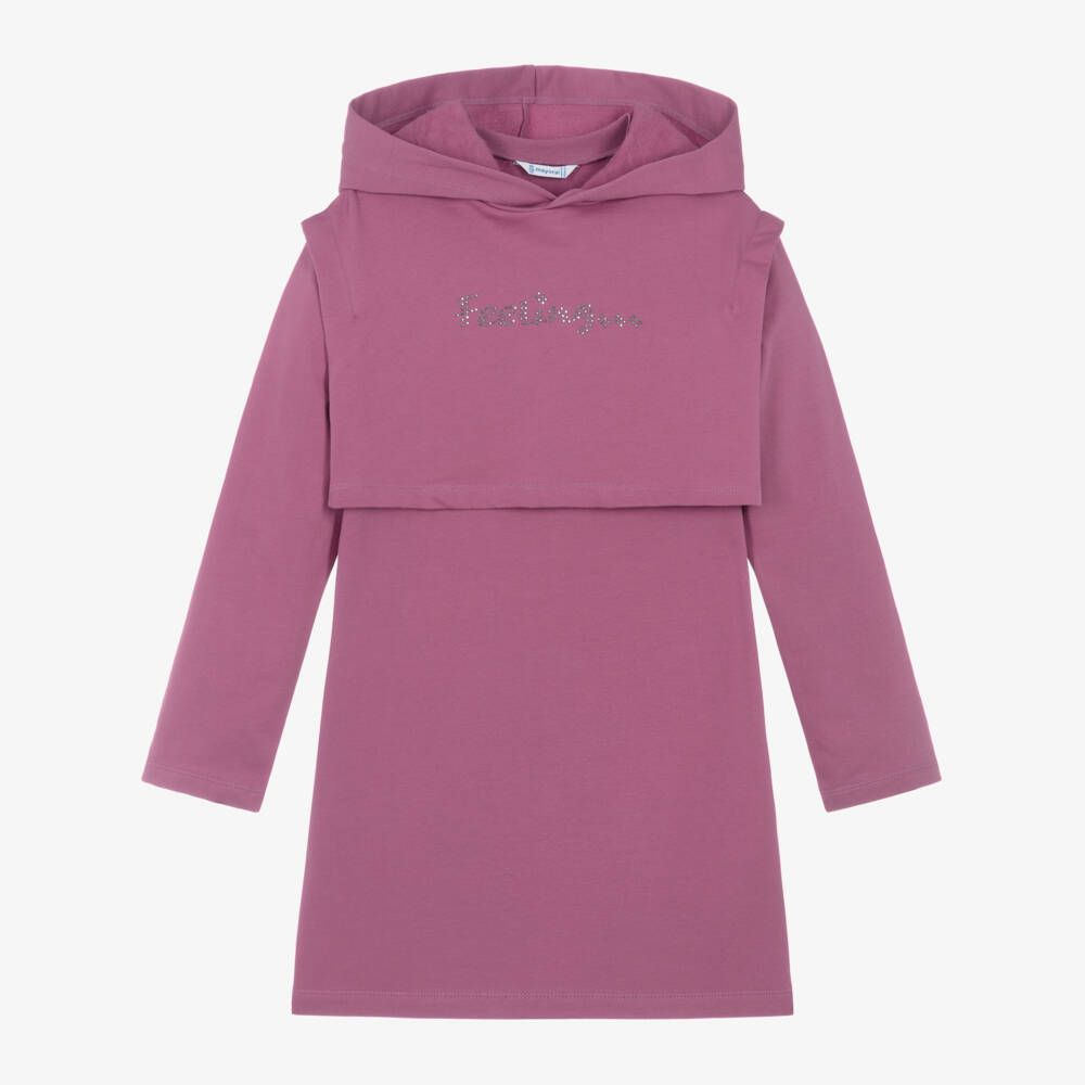 Mayoral-Girls Hooded Purple Dress Ensemble | Childrensalon Outlet