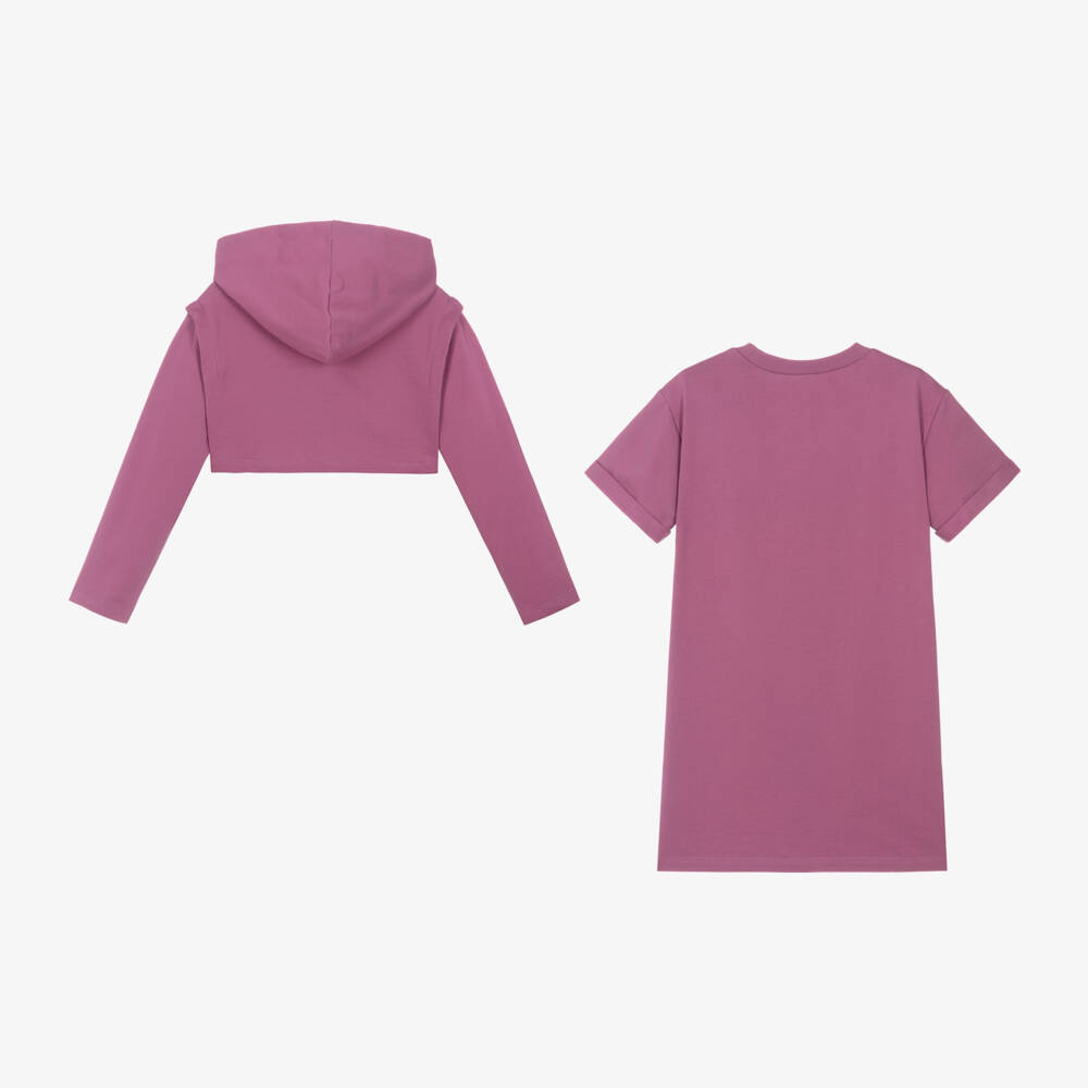 Mayoral-Girls Hooded Purple Dress Ensemble | Childrensalon Outlet