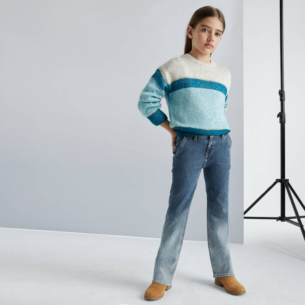 Mayoral-Girls Indigo Gradient Denim Trousers | Childrensalon Outlet