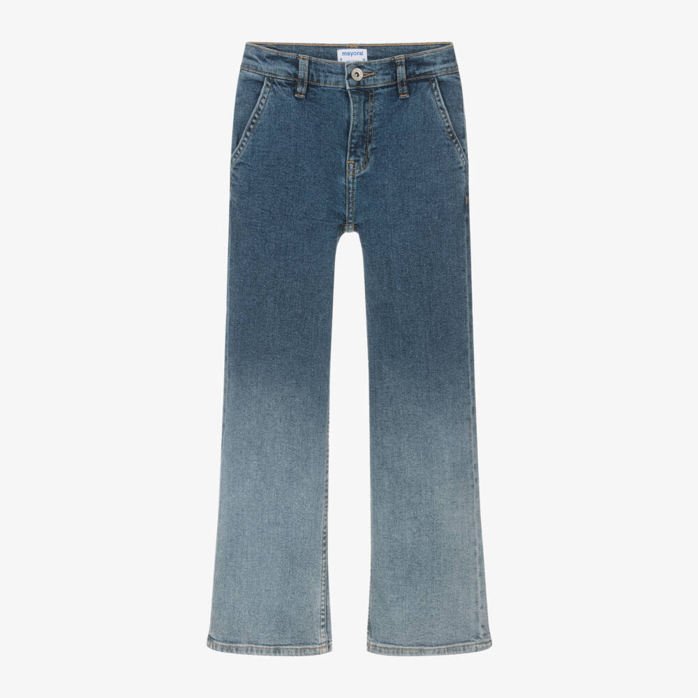 Mayoral-Girls Indigo Gradient Denim Trousers | Childrensalon Outlet