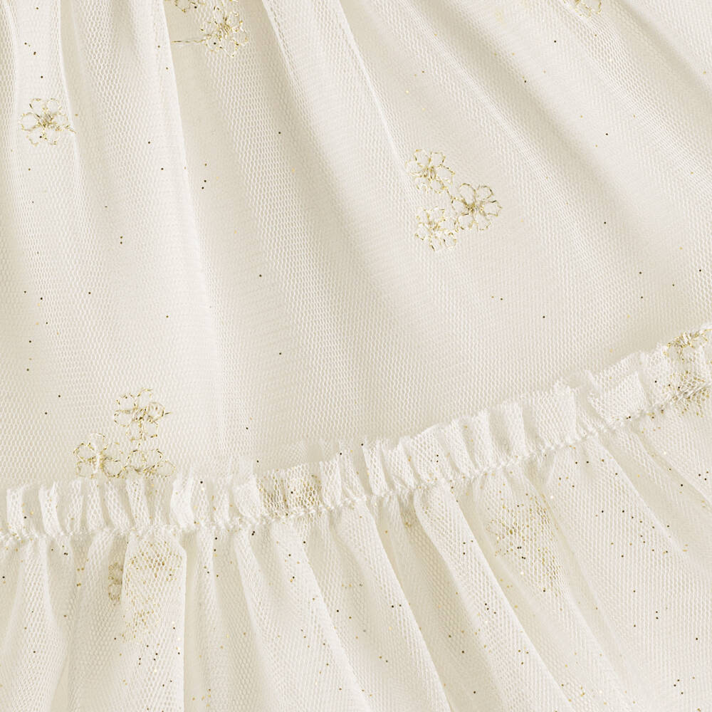 Mayoral Newborn-Girls Ivory and Gold Tulle Dress | Childrensalon Outlet