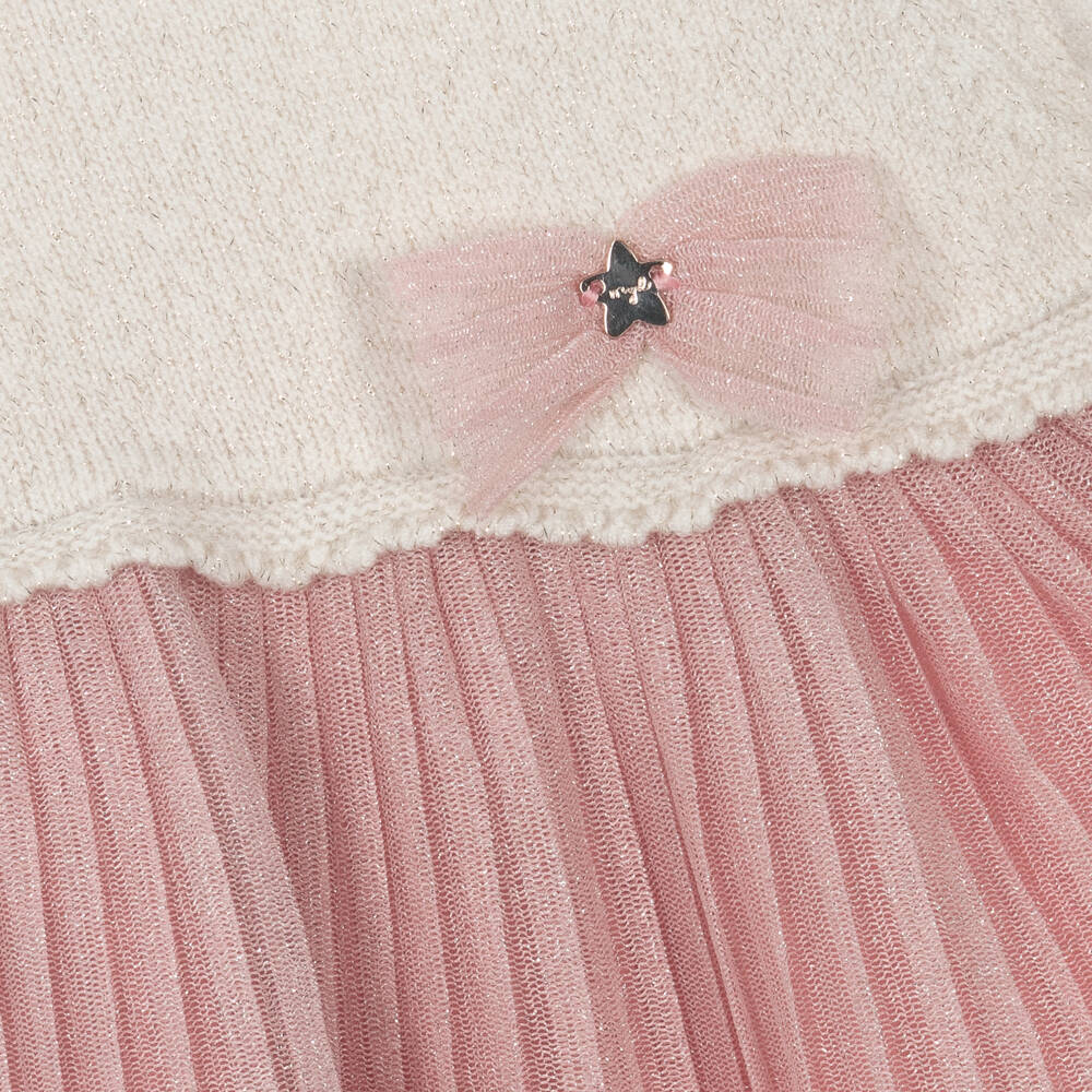 Mayoral-Girls Ivory and Pink Tulle Frock | Childrensalon Outlet