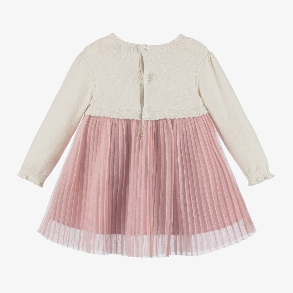 Mayoral-Girls Ivory and Pink Tulle Frock | Childrensalon Outlet