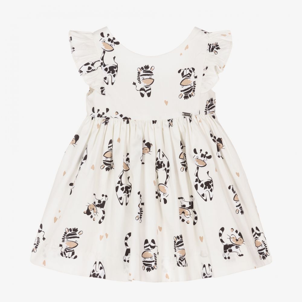 Mayoral - Кремовое платье с животными для девочек | Childrensalon