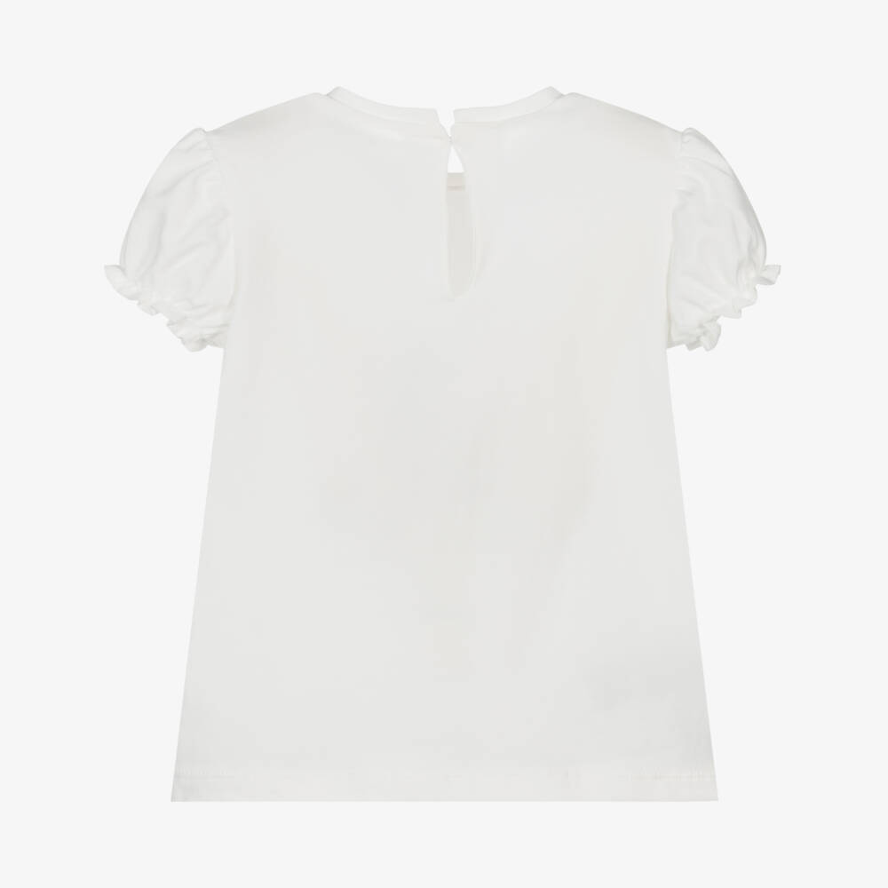 Mayoral-Girls Ivory Ballerina Cotton Tee | Childrensalon Outlet