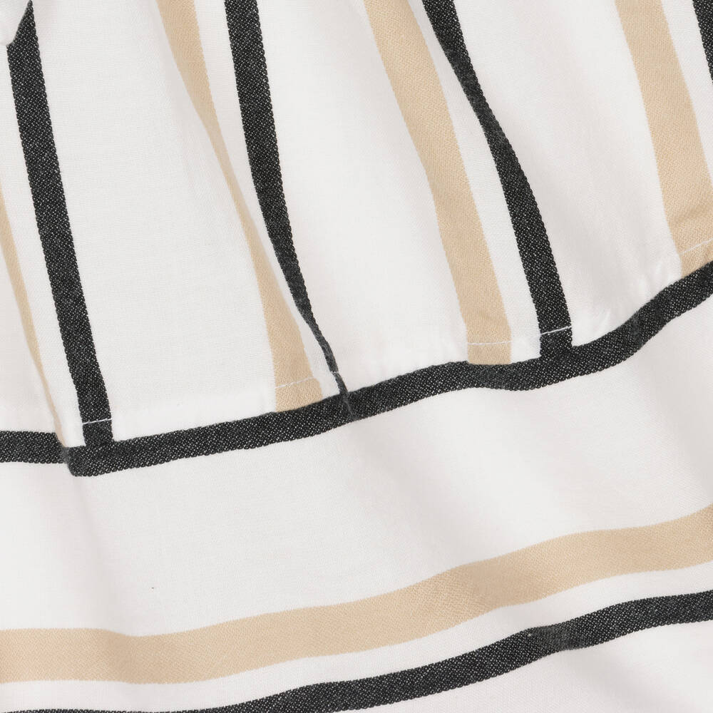 Mayoral-Girls Ivory & Beige Cotton Striped Dress | Childrensalon Outlet
