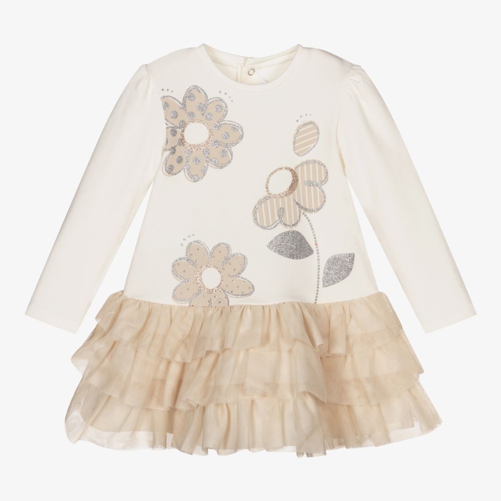 Mayoral - Robe ivoire et beige Fille | Childrensalon