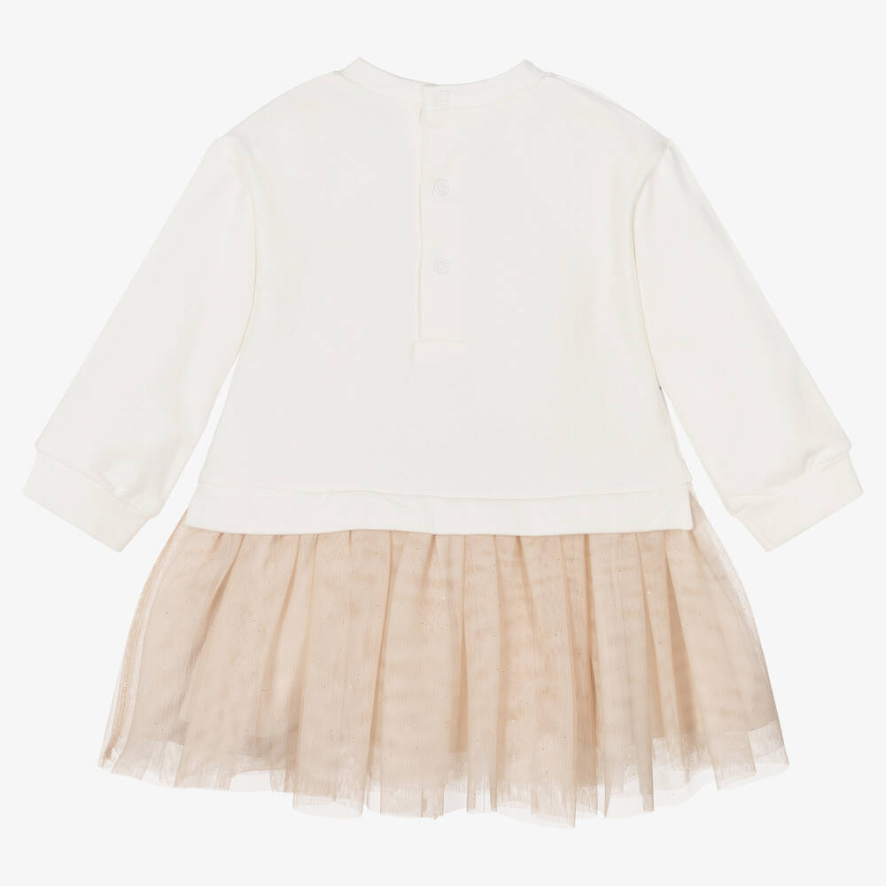 Mayoral-Кремово-бежевое платье с юбкой из тюля для девочек | Childrensalon Outlet