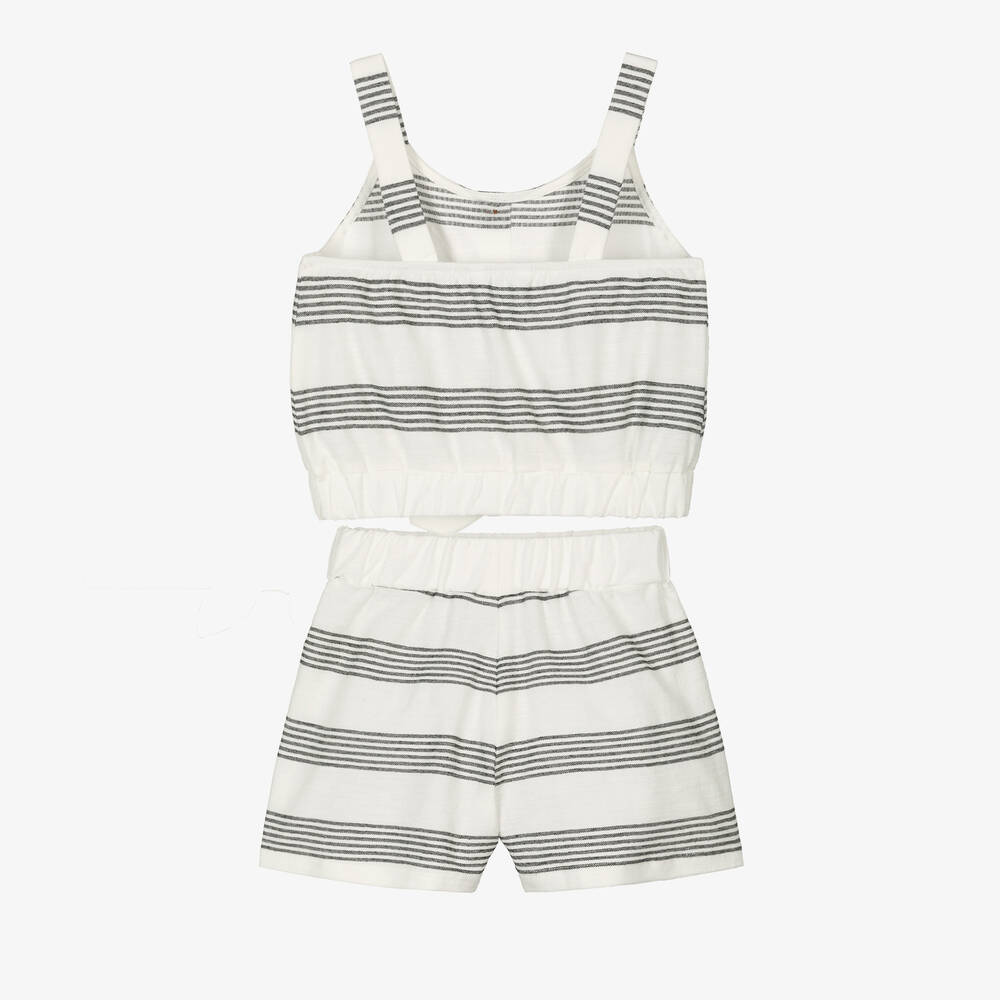 Mayoral-Girls Ivory & Black Cotton Shorts Set | Childrensalon Outlet