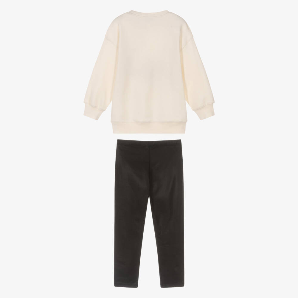 Mayoral-Girls Ivory & Black Faux Leather Leggings Set | Childrensalon Outlet