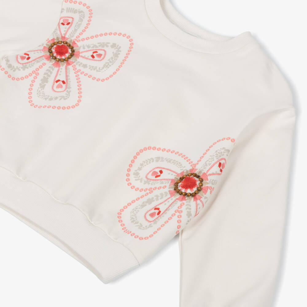 Mayoral-Girls Ivory Blossom Pullover Top | Childrensalon Outlet