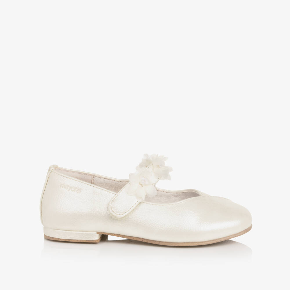 Mayoral-Girls Ivory Blossom Strap Pumps | Childrensalon Outlet