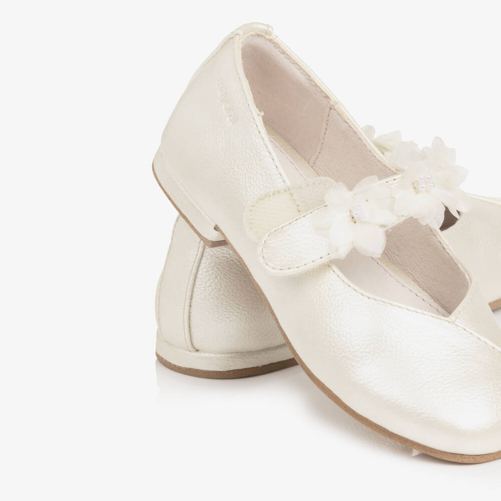 Mayoral-Girls Ivory Blossom Strap Pumps | Childrensalon Outlet