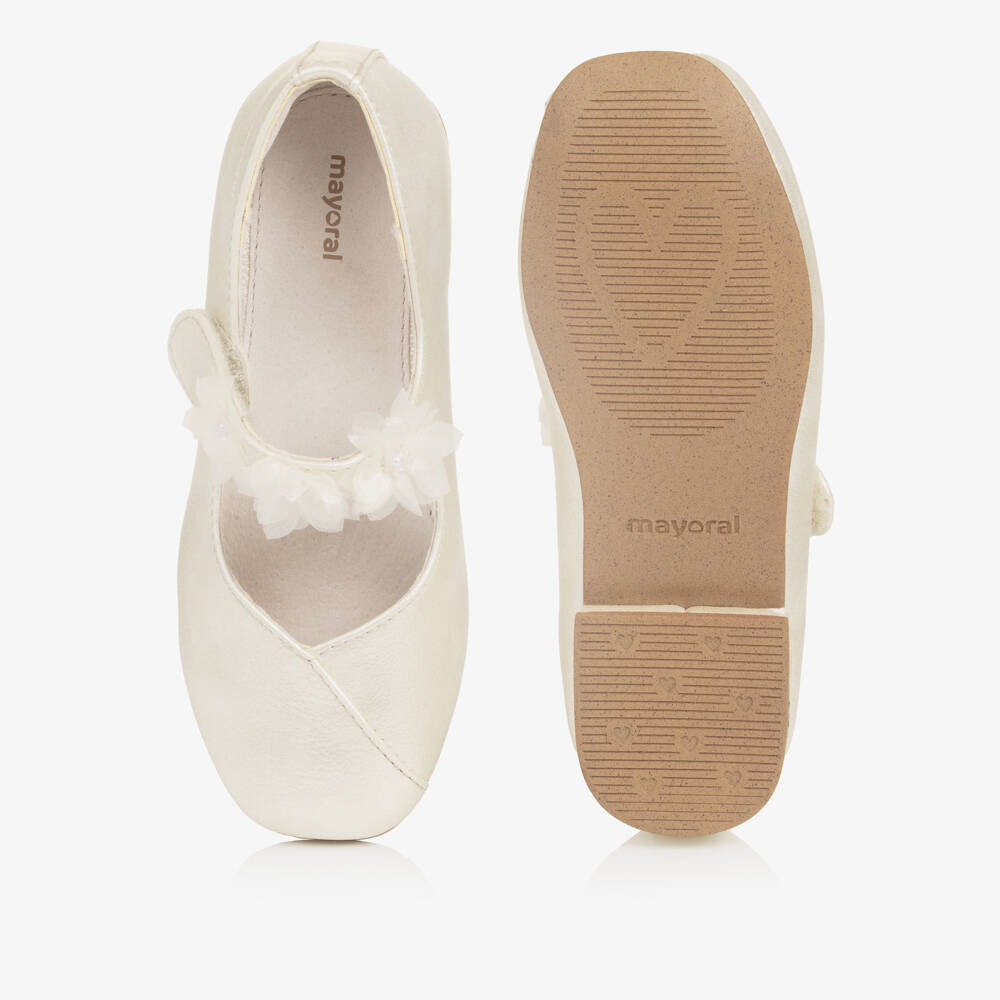 Mayoral-Girls Ivory Blossom Strap Pumps | Childrensalon Outlet