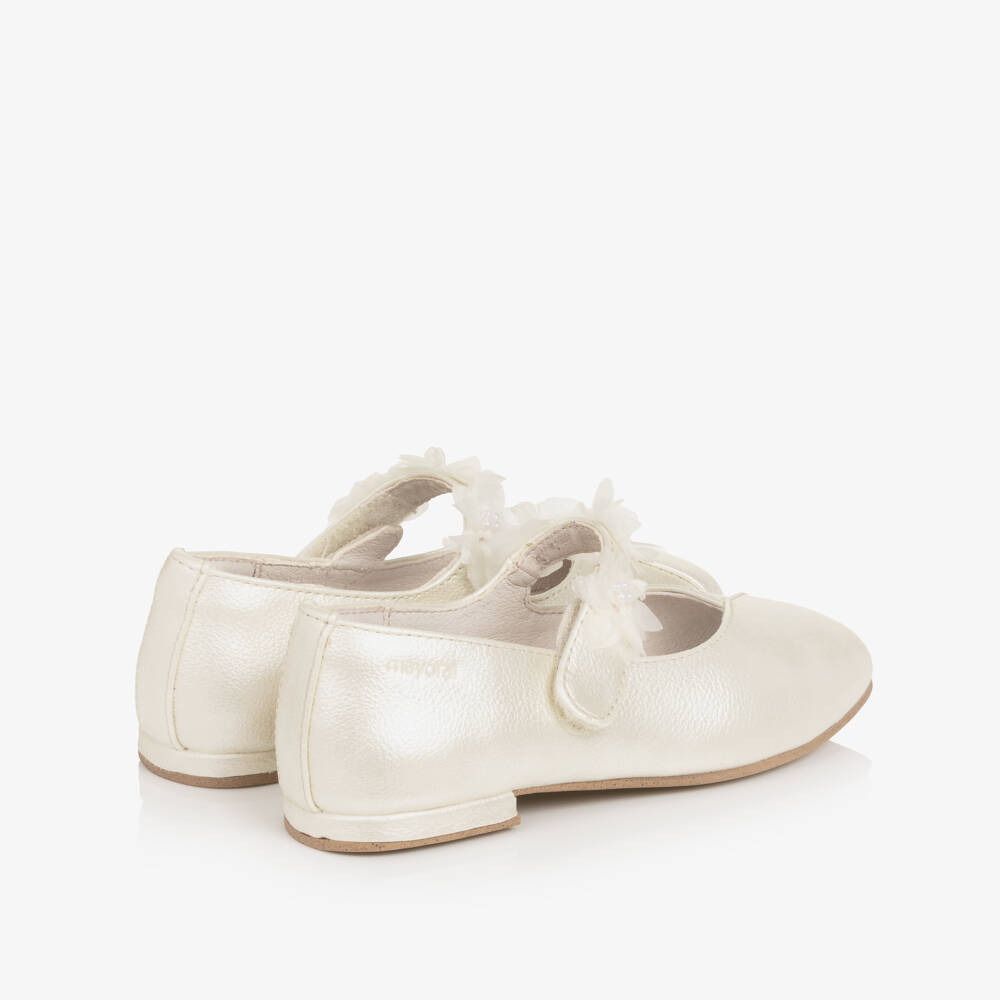 Mayoral-Girls Ivory Blossom Strap Pumps | Childrensalon Outlet