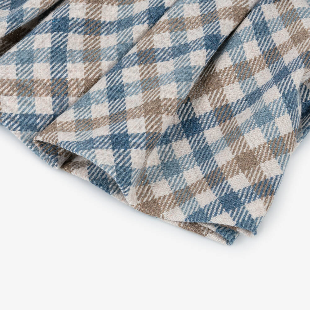 Mayoral-Girls Ivory & Blue Check Skirt | Childrensalon Outlet