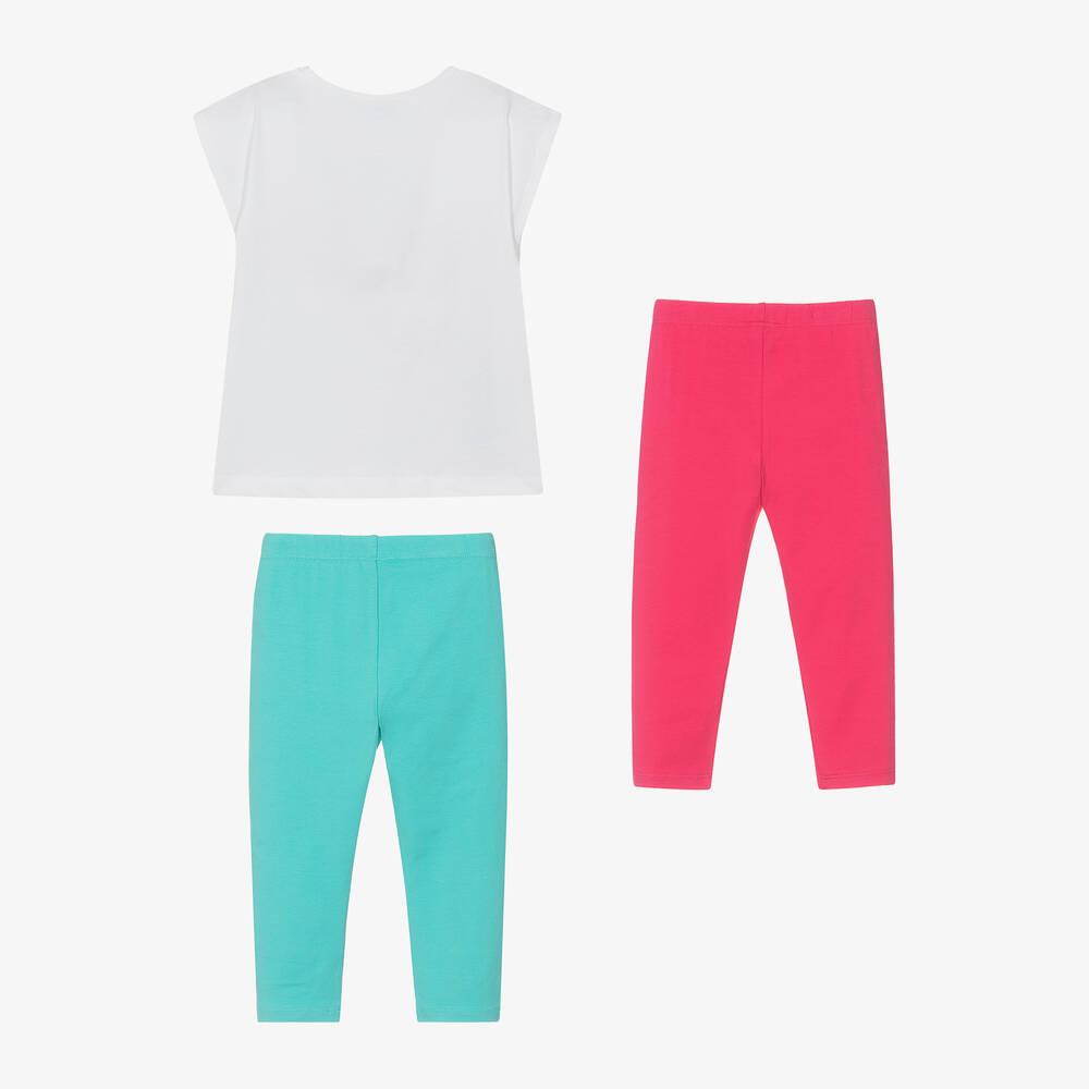 Mayoral-Girls Ivory & Blue Cotton Leggings Set | Childrensalon Outlet