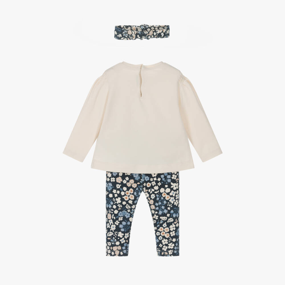 Mayoral-Girls Ivory & Blue Floral Outfit | Childrensalon Outlet