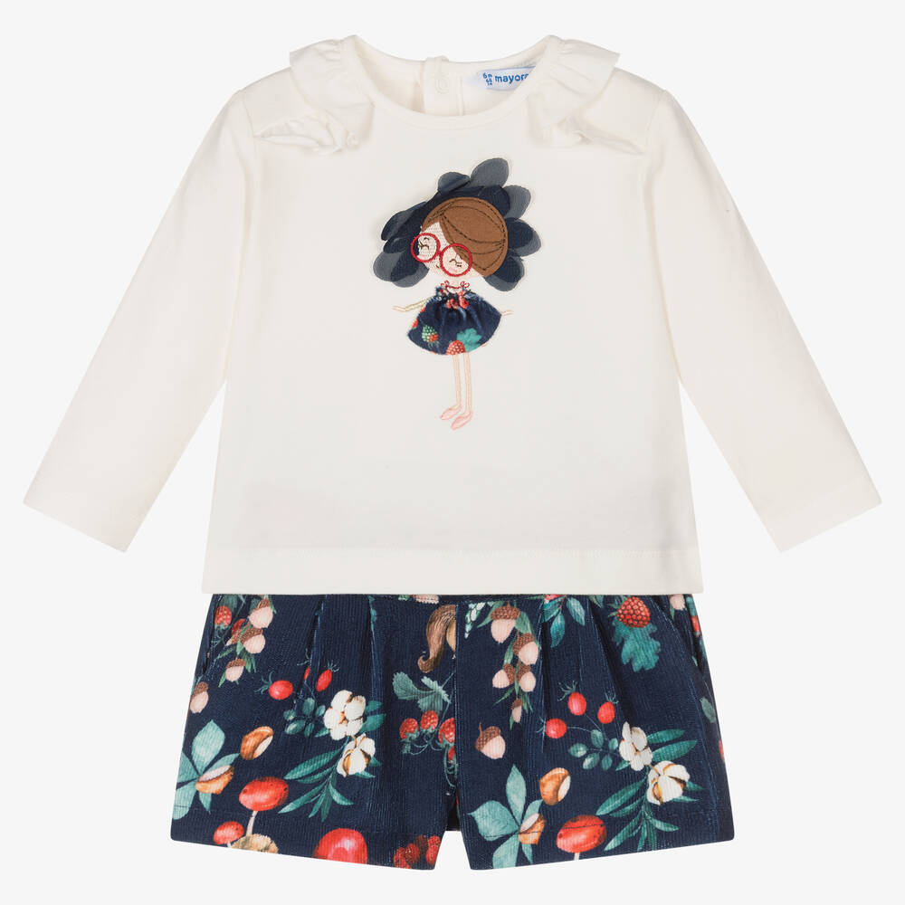 Mayoral - Ensemble short bleu et ivoire fille | Childrensalon