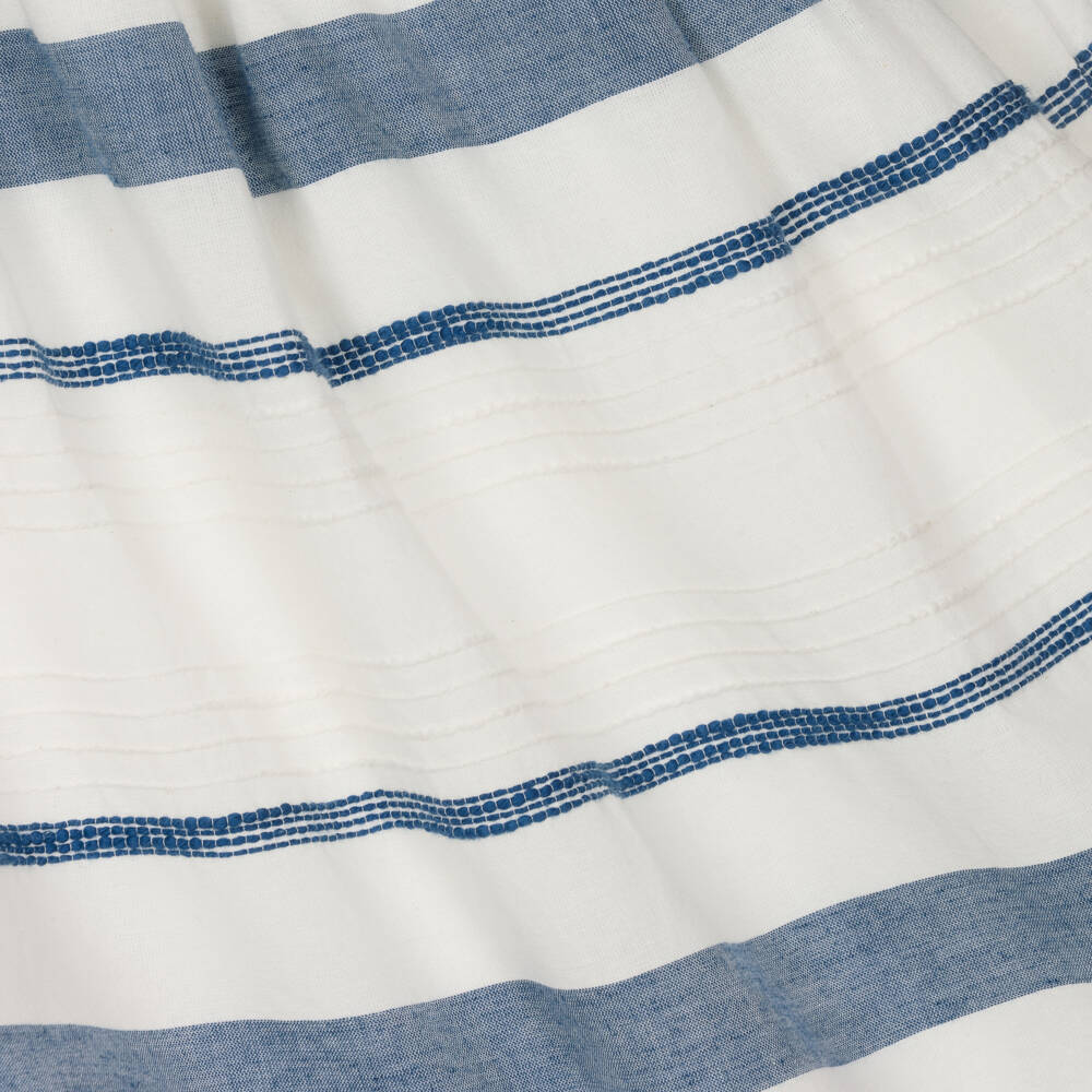 Mayoral-Girls Ivory & Blue Striped Linen Dress | Childrensalon Outlet
