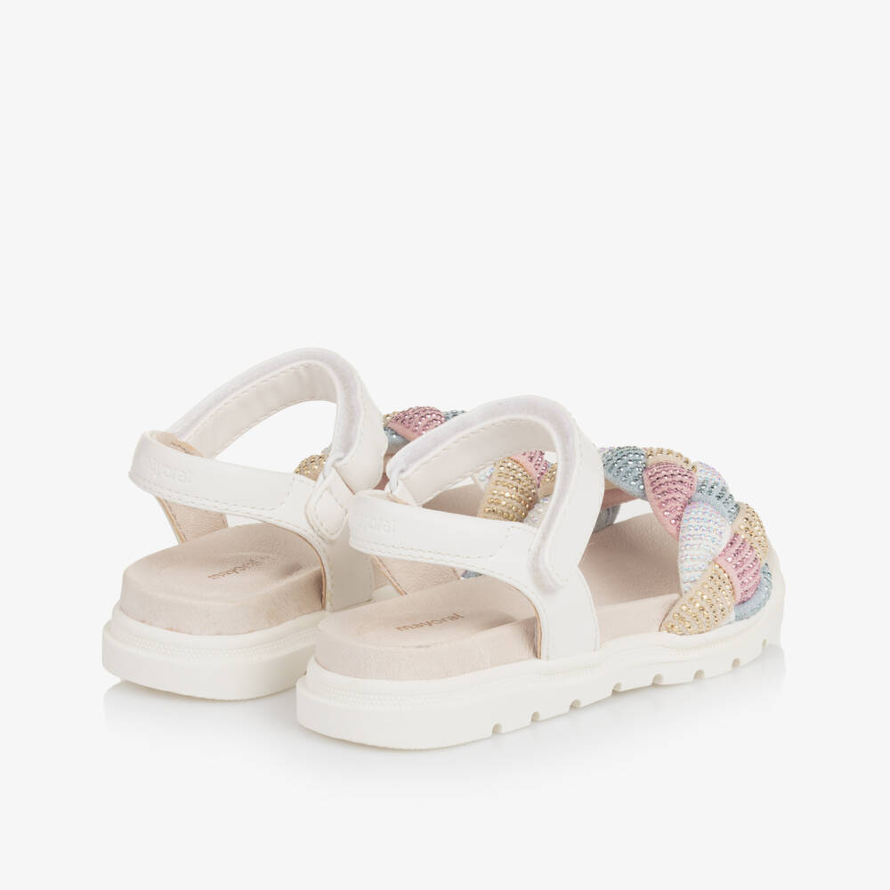 Mayoral-Girls Ivory Braid-Embellished Sandals | Childrensalon Outlet