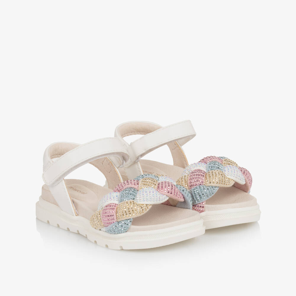 Mayoral-Girls Ivory Braid-Embellished Sandals | Childrensalon Outlet