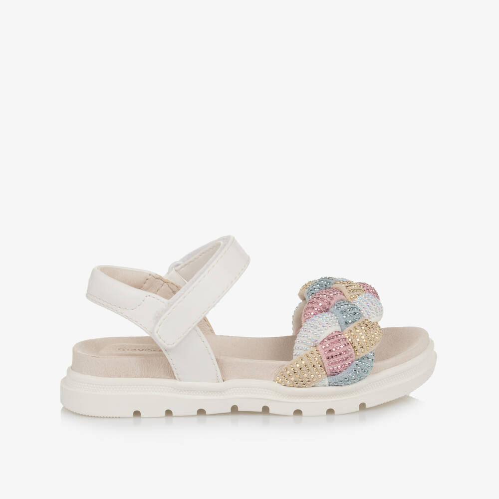 Mayoral-Girls Ivory Braid-Embellished Sandals | Childrensalon Outlet