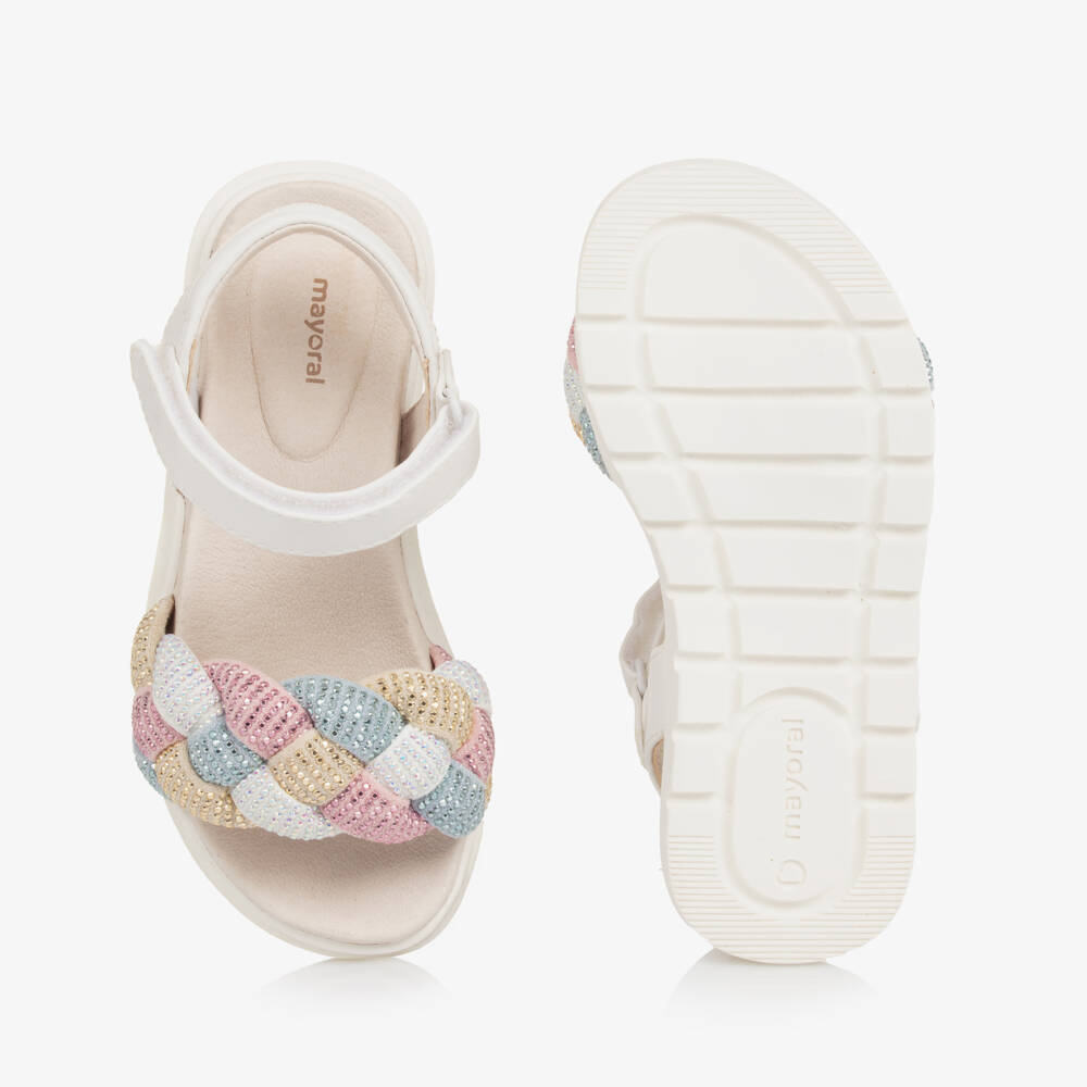 Mayoral-Girls Ivory Braid-Embellished Sandals | Childrensalon Outlet