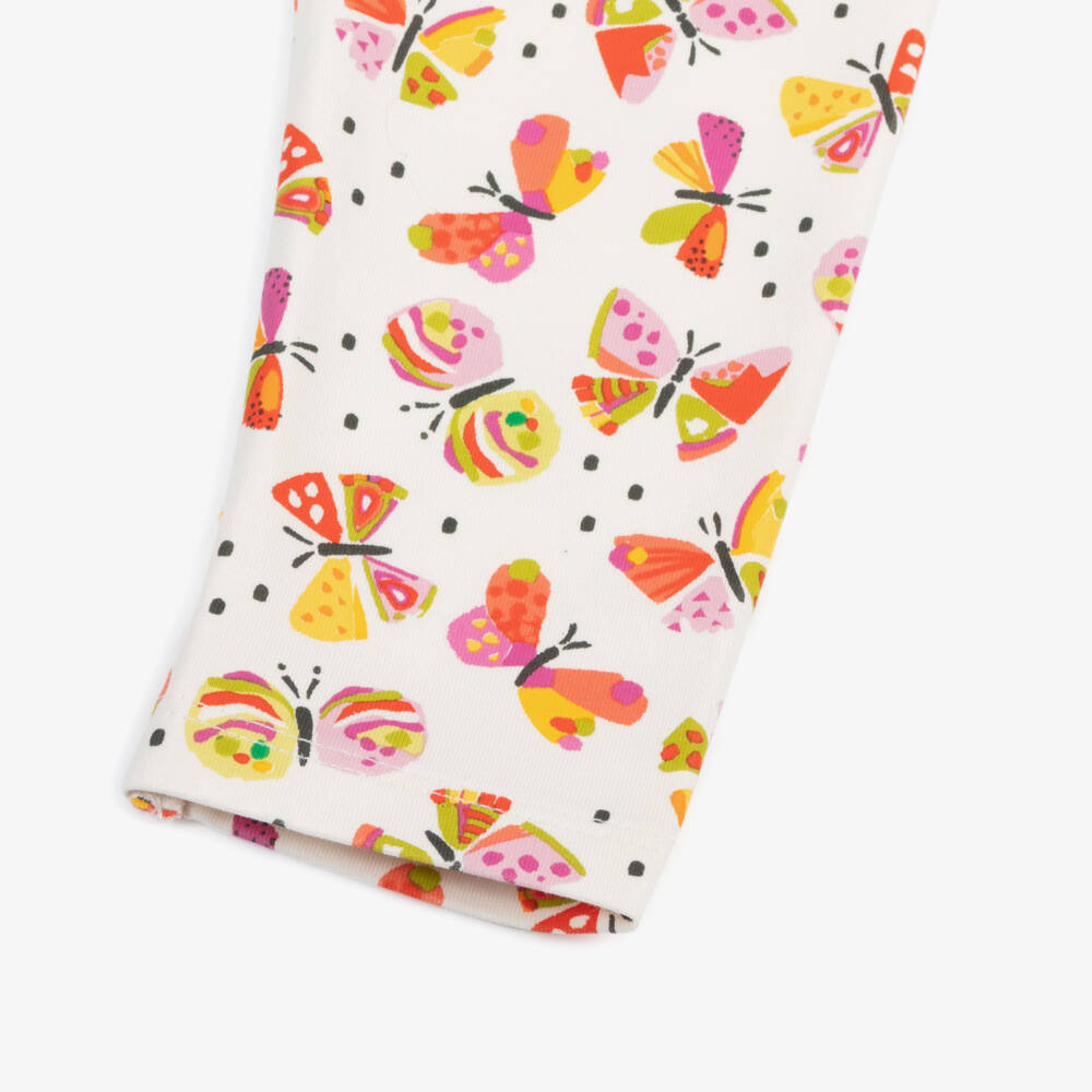 Mayoral-Кремовые хлопковые леггинсы с бабочками для девочек | Childrensalon Outlet