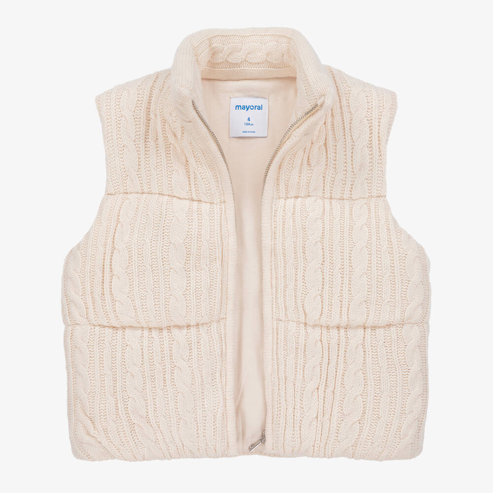 مايورال-جيليه أكريليك محبوك مبطن لون عاجي للبنات | Childrensalon Outlet