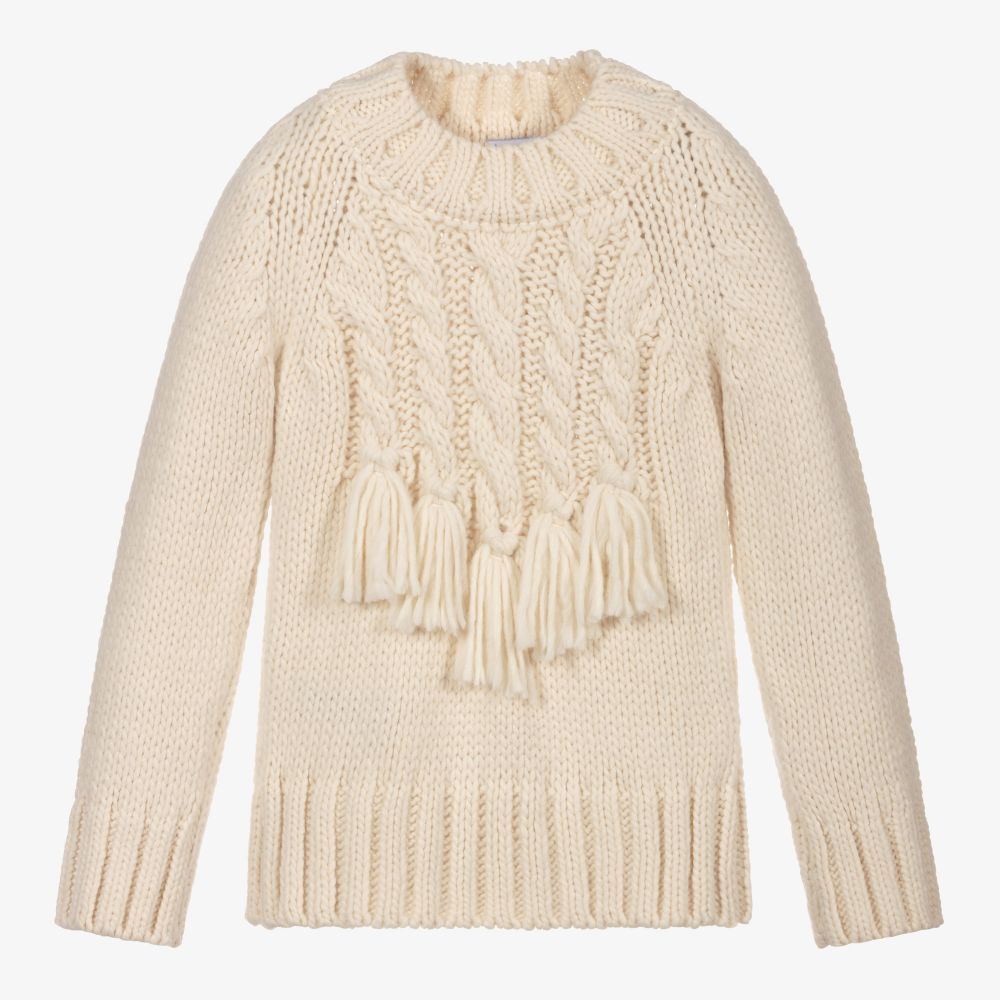 Mayoral - Girls Ivory Cable Knit Sweater | Childrensalon Outlet