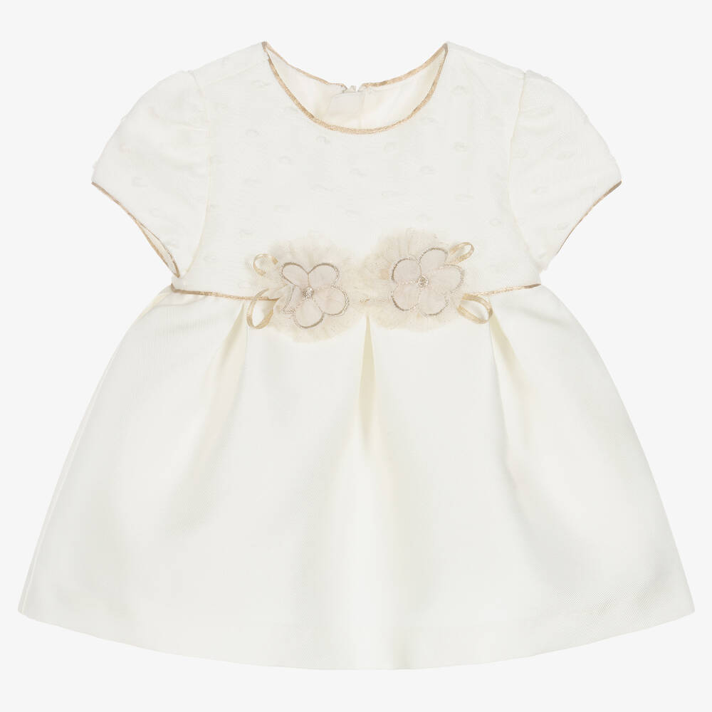 Mayoral Newborn - Кремовое церемониальное платье для девочек  | Childrensalon